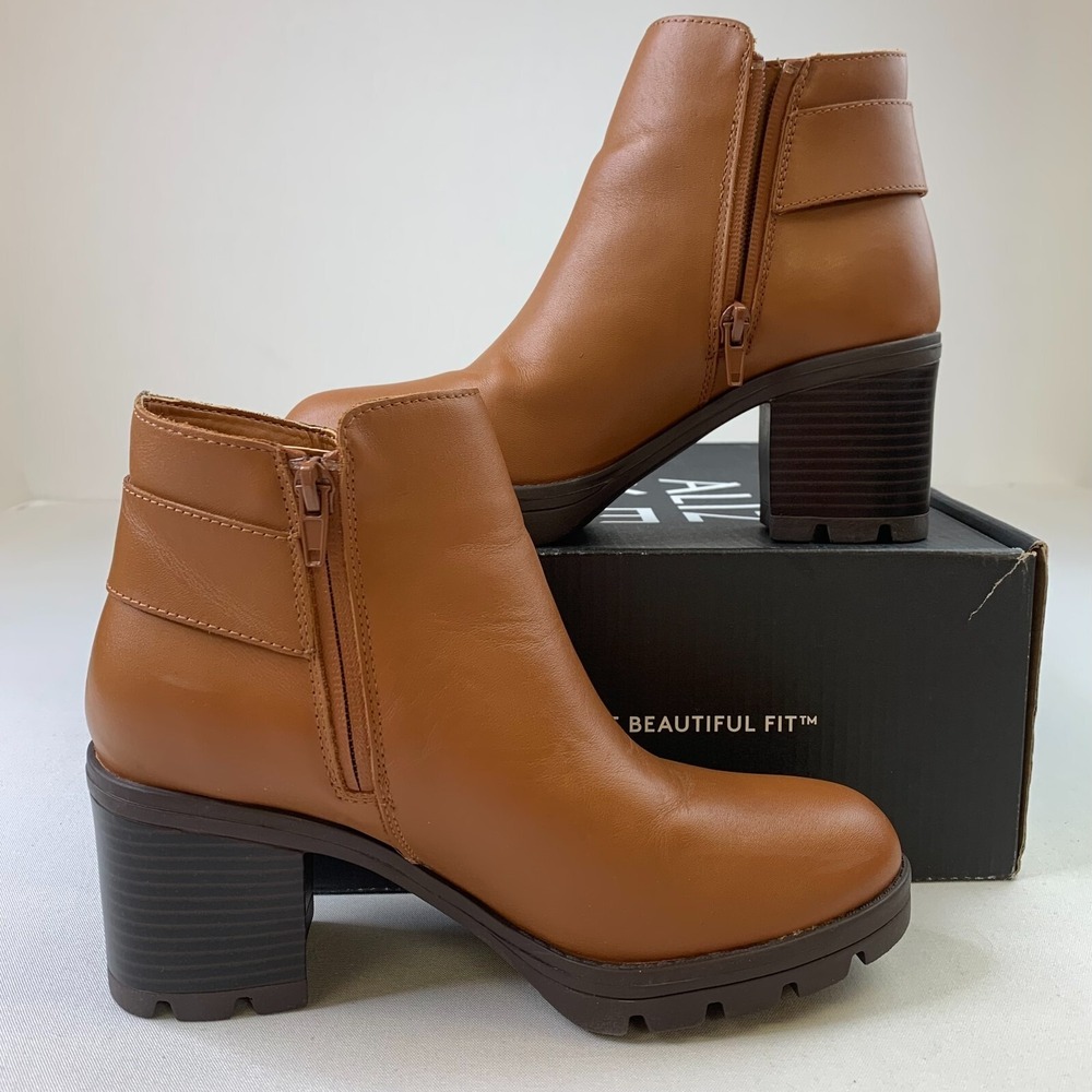 Naturalizer Womens Veeda Heel Ankle Boots Cider Waterproof Leather Shoes Sz 6.5M